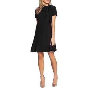 CeCe Women's Short Sleeve A-line Dress with Bow Short Sleeve Black Size 12 NWOT